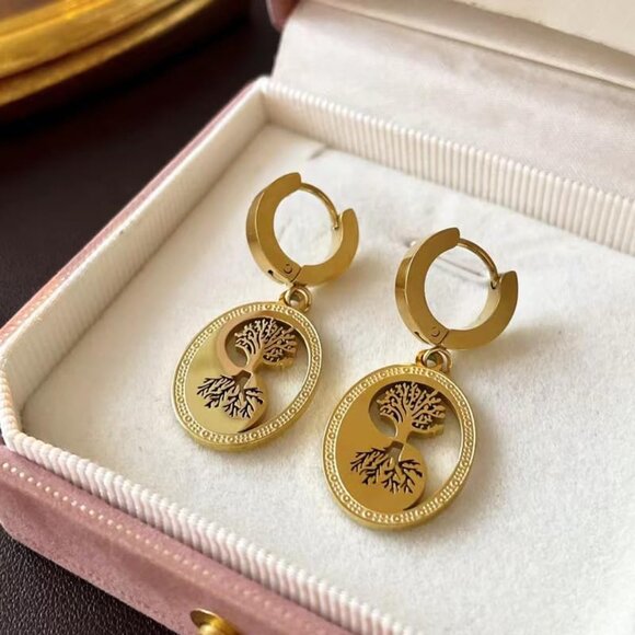 Treelife Gold Dangle Statement Vintage Cute Long Earring for Women Jewelry - Picture 5 of 9